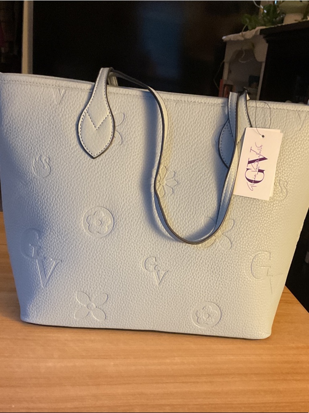 Gloria Vanderbilt Embossed Monogram Tote - Light Blue